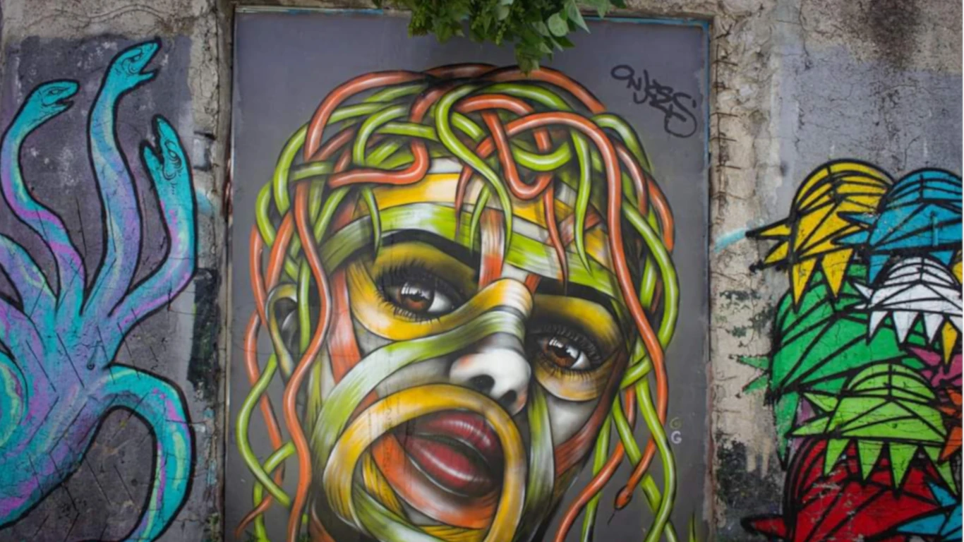 Medusa graffiti in Plaka Athens