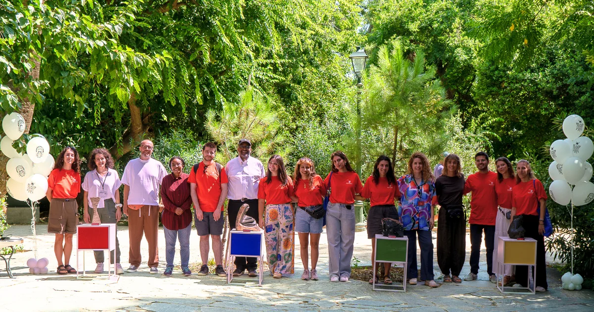 Narratologies team members standing together outdoors during a live interactive storytelling and treasure hunt experience.