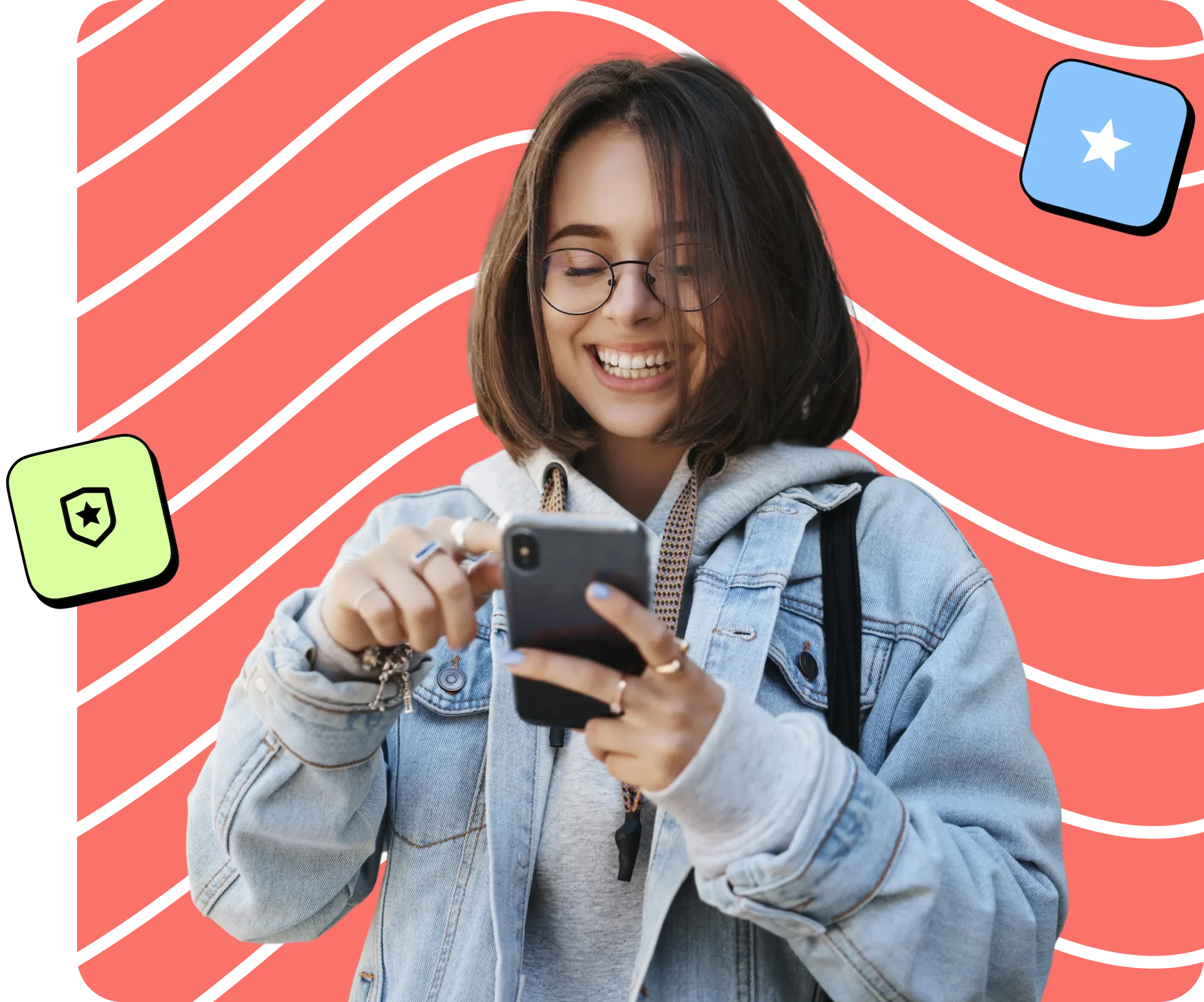 Student using a mobile phone during an interactive educational activity for school trips.